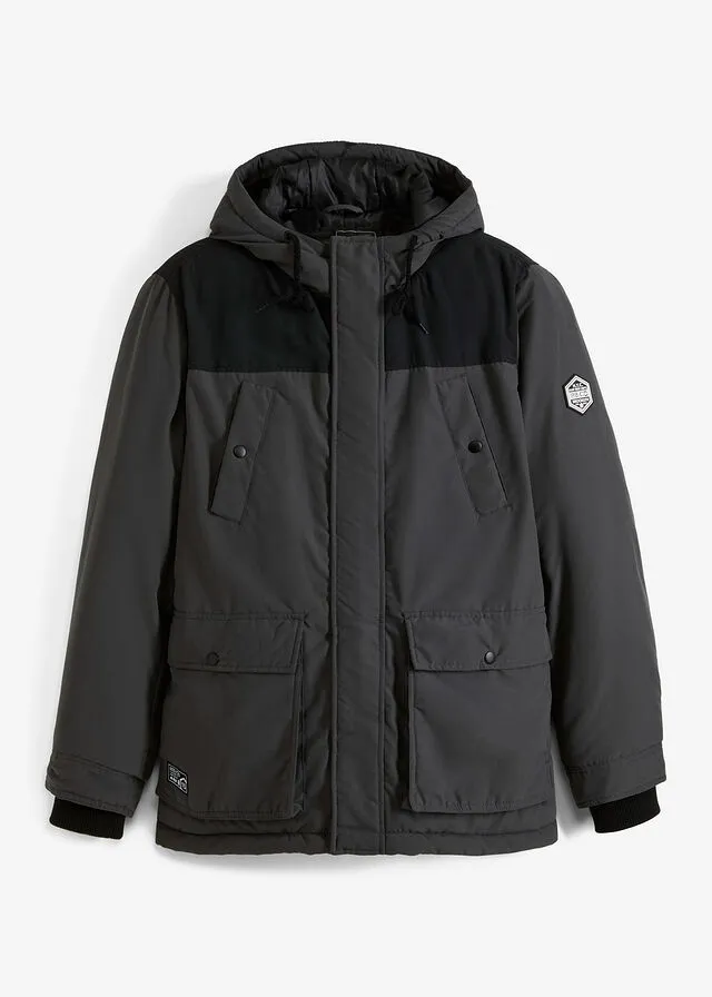 Chaqueta de invierno con poliéster reciclado Pizarra + negro