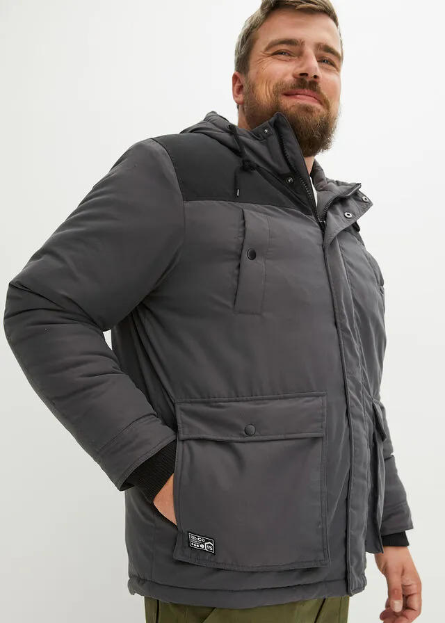 Chaqueta de invierno con poliéster reciclado Pizarra + negro