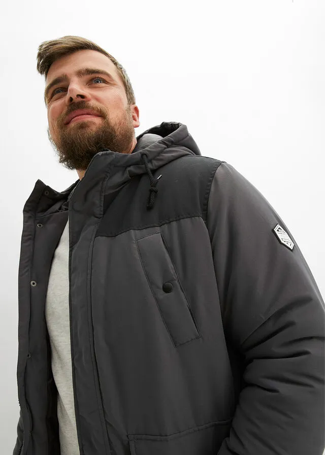 Chaqueta de invierno con poliéster reciclado Pizarra + negro