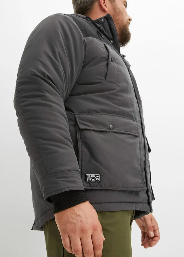 Chaqueta de invierno con poliéster reciclado Pizarra + negro