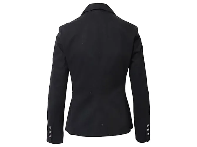Chaqueta de sastre Maje con ribetes en contraste de algodón negro 