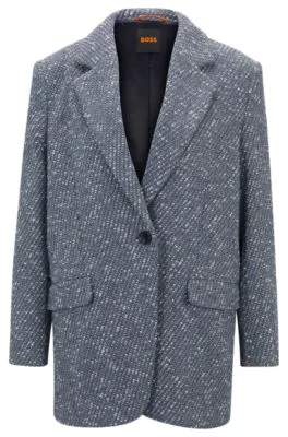 Chaqueta de un botón en tweed con efecto denim