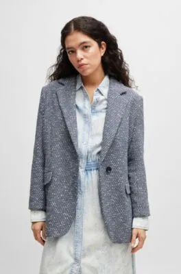 Chaqueta de un botón en tweed con efecto denim