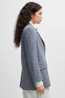 Chaqueta de un botón en tweed con efecto denim