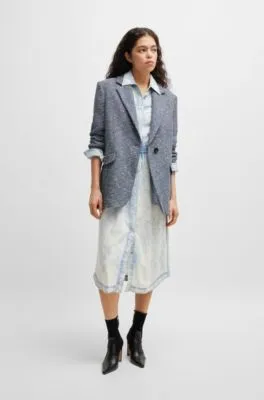 Chaqueta de un botón en tweed con efecto denim