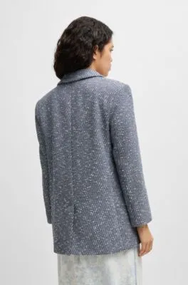 Chaqueta de un botón en tweed con efecto denim