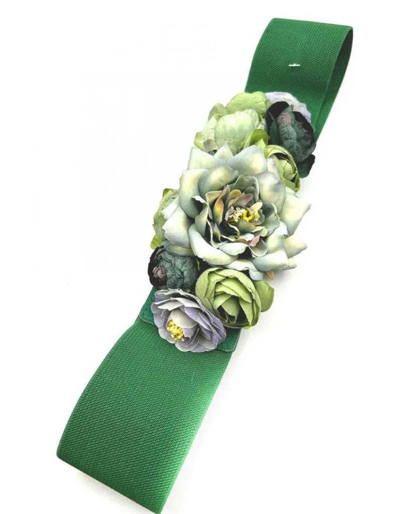 CINTURONES MUJER VERDES DE FLORES PARA BODAS Y COMUNIONES