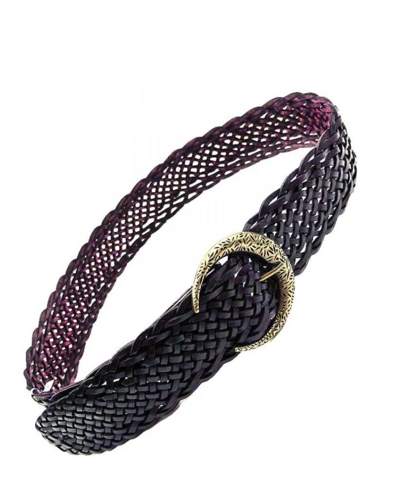 CINTURONES PIEL ANCHOS NEGROS DE CADERA ESTILO BOHO CHIC CON HEBILLA LUNA