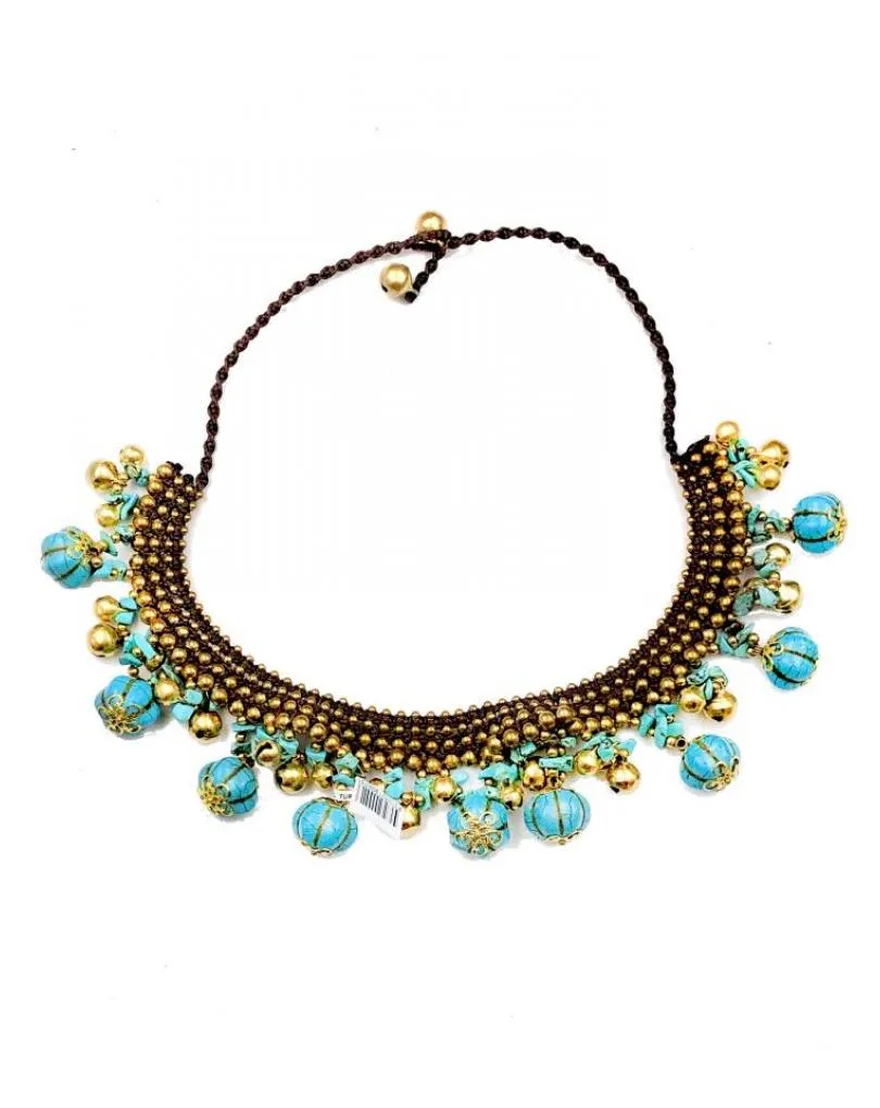 COLLARES MUJER TURQUESAS DE PIEDRA Y MACRAME ESTILO IBICENCO