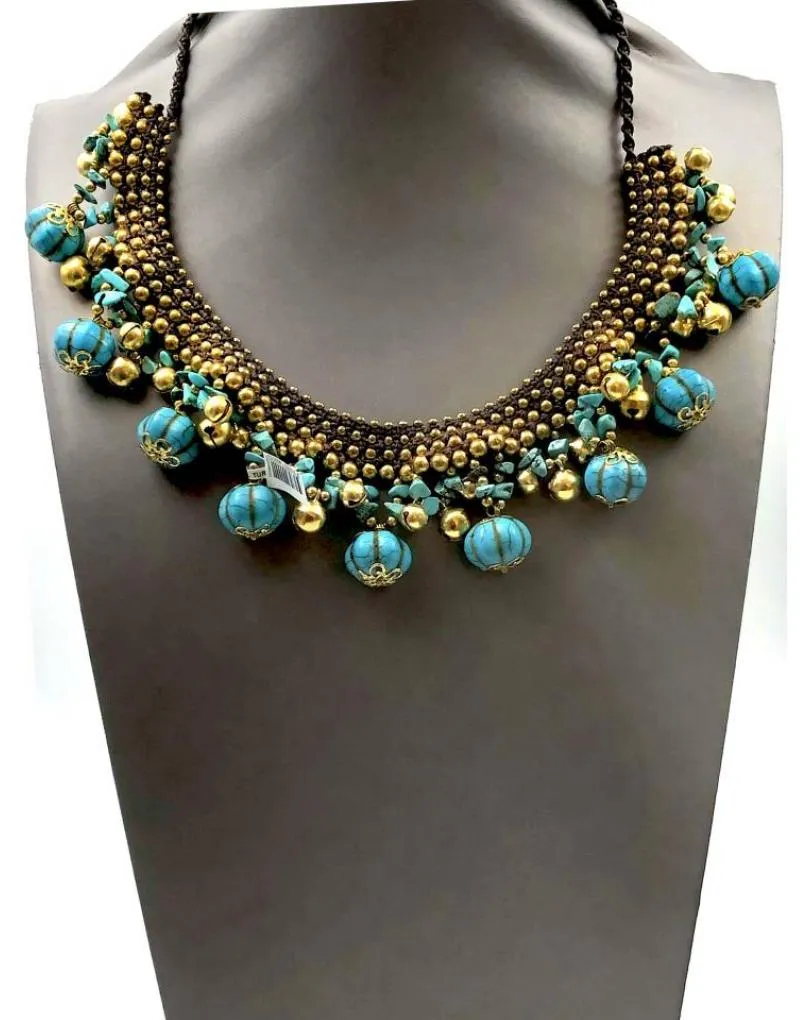 COLLARES MUJER TURQUESAS DE PIEDRA Y MACRAME ESTILO IBICENCO