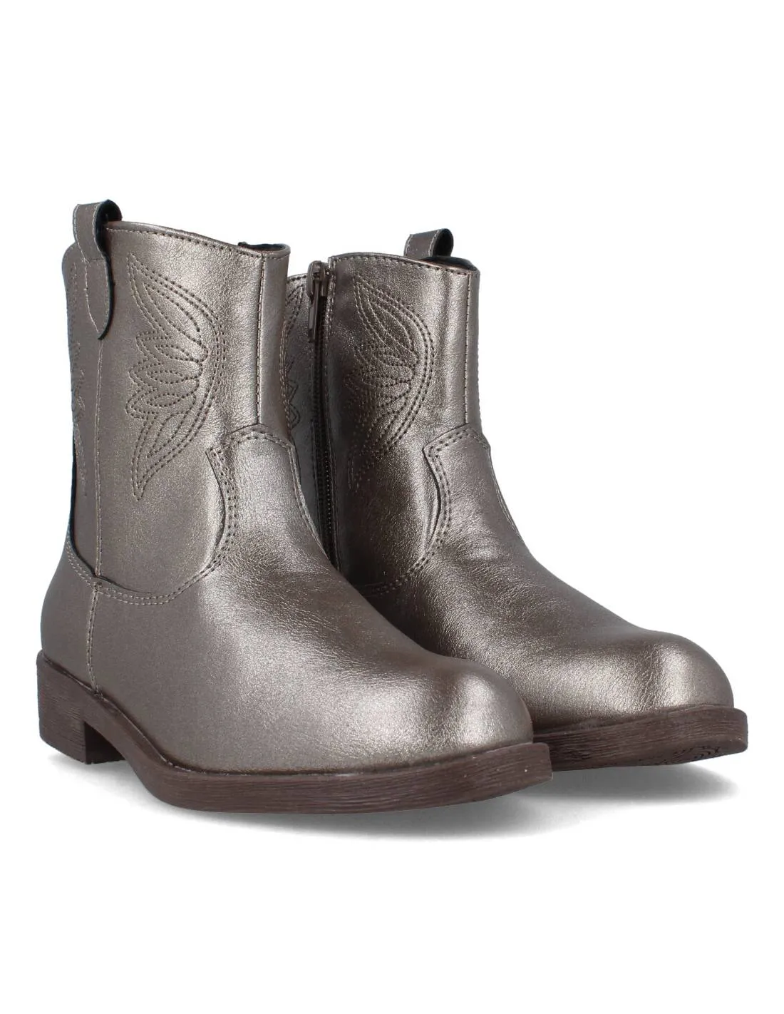 CONGUITOS  BOTíN COWBOY KIDS METALIZADO PLATA