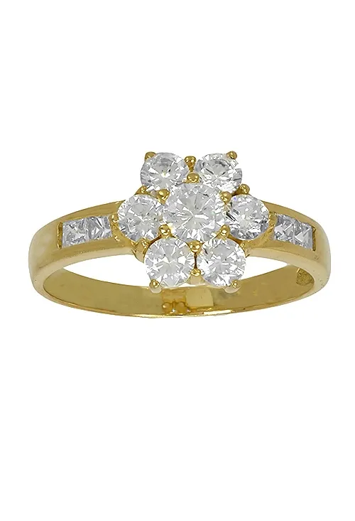 Conjunto mujer oro y circones pendientes y sortija 083_JI113