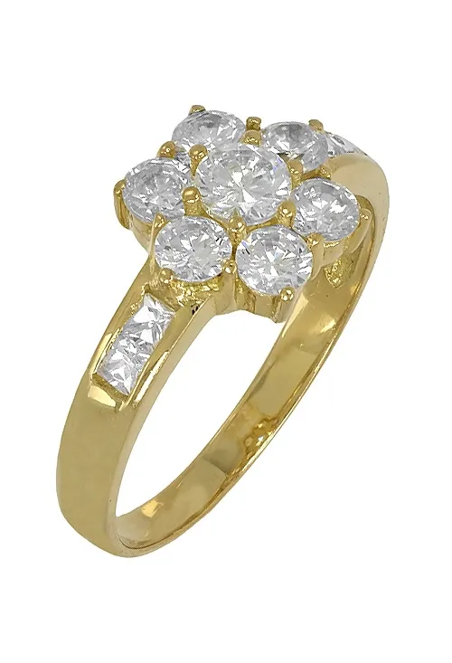 Conjunto mujer oro y circones pendientes y sortija 083_JI113