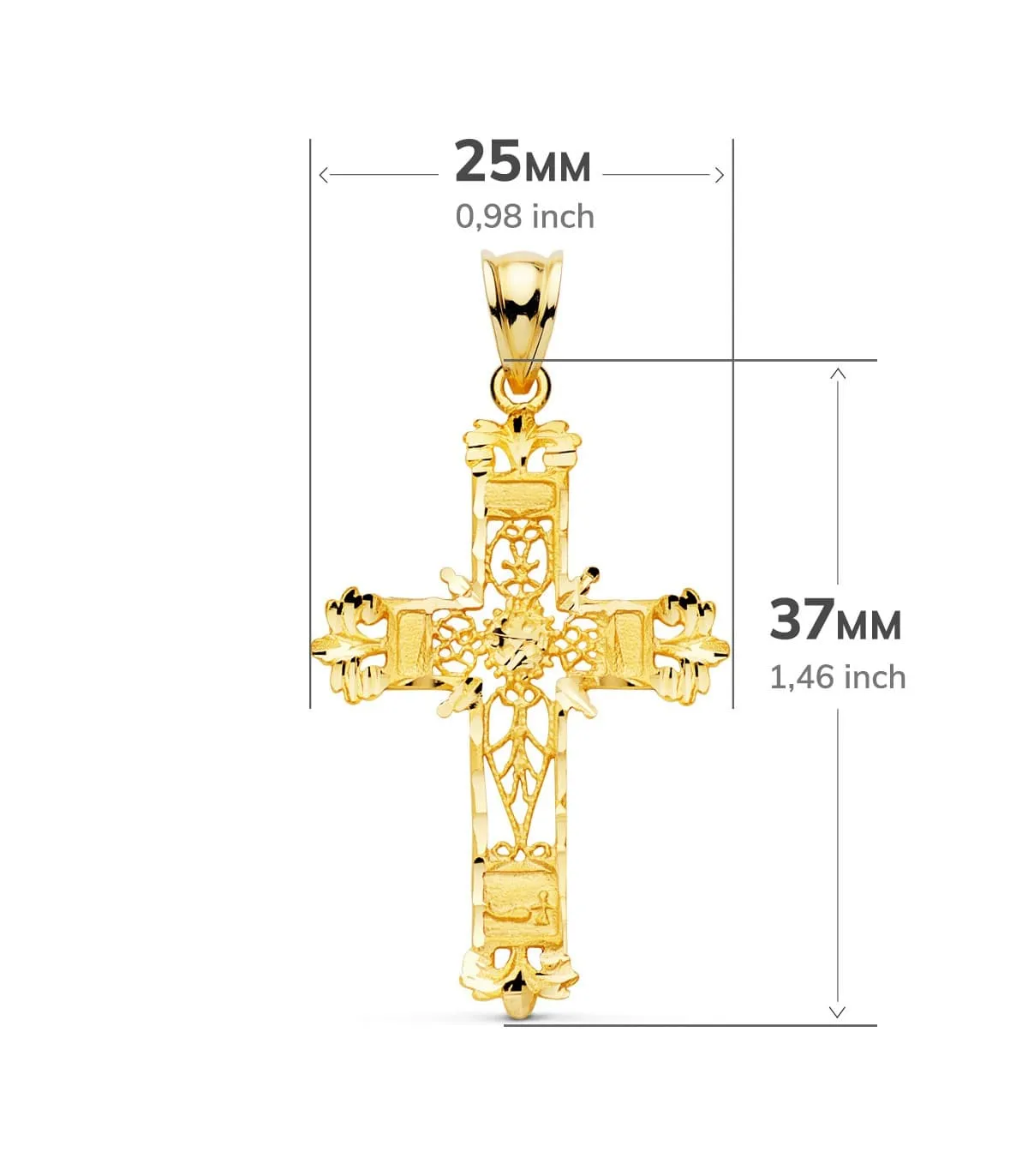 Cruz Filigrana Oro Amarillo 18K 37mm