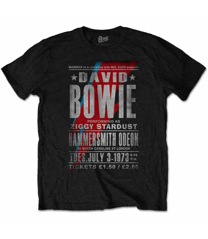 DAVID BOWIE Hammersmith Odeon Camiseta Licencia Oficial Manga Corta Men Chico Rockoff BOWTS28MB