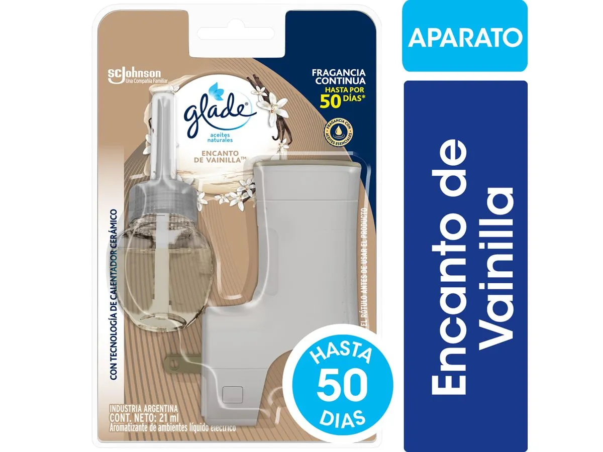 Desodorante de Ambientes GLADE Aceites Naturales Vainilla Aparato + Recarga 21 ml