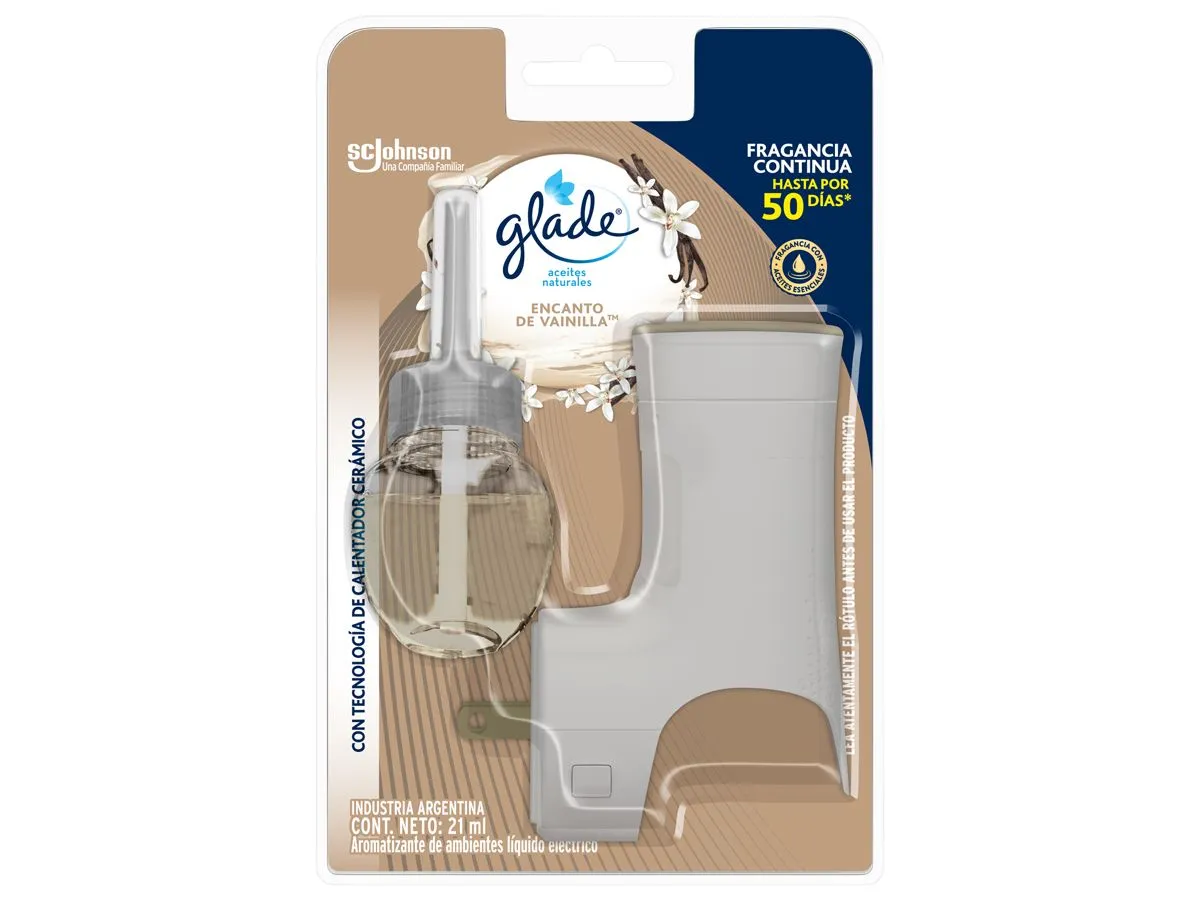 Desodorante de Ambientes GLADE Aceites Naturales Vainilla Aparato + Recarga 21 ml