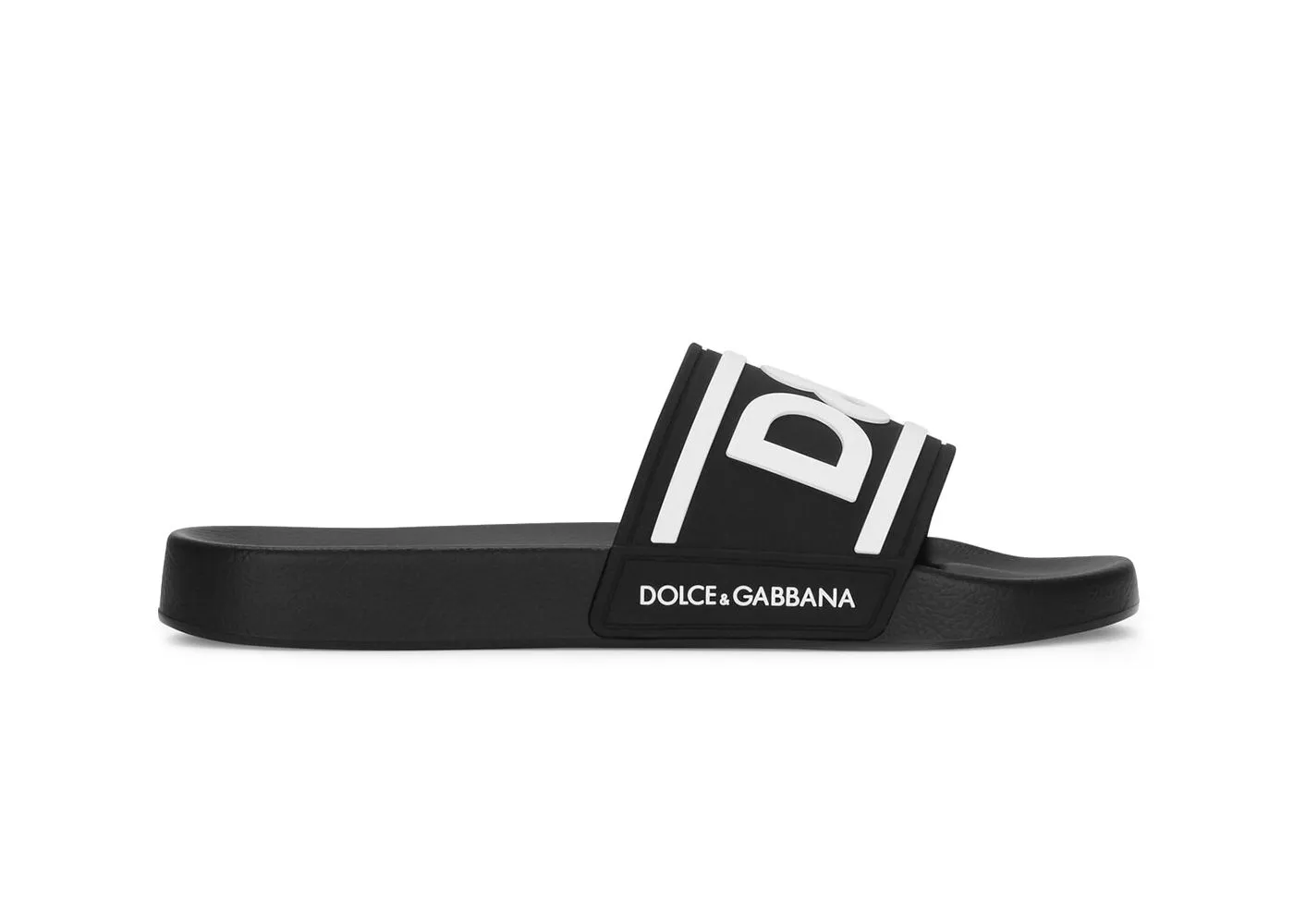 Dolce & Gabbana Beachwear Sliders DG Logo Black White