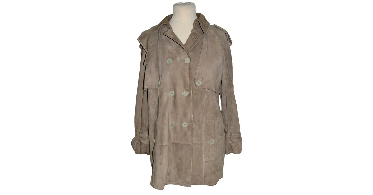 Dolce & Gabbana Gamuza forrada de seda(cuero precioso) Capa Beige 
