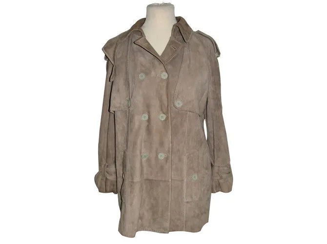 Dolce & Gabbana Gamuza forrada de seda(cuero precioso) Capa Beige 