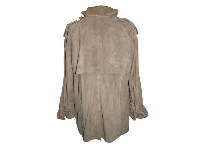 Dolce & Gabbana Gamuza forrada de seda(cuero precioso) Capa Beige 