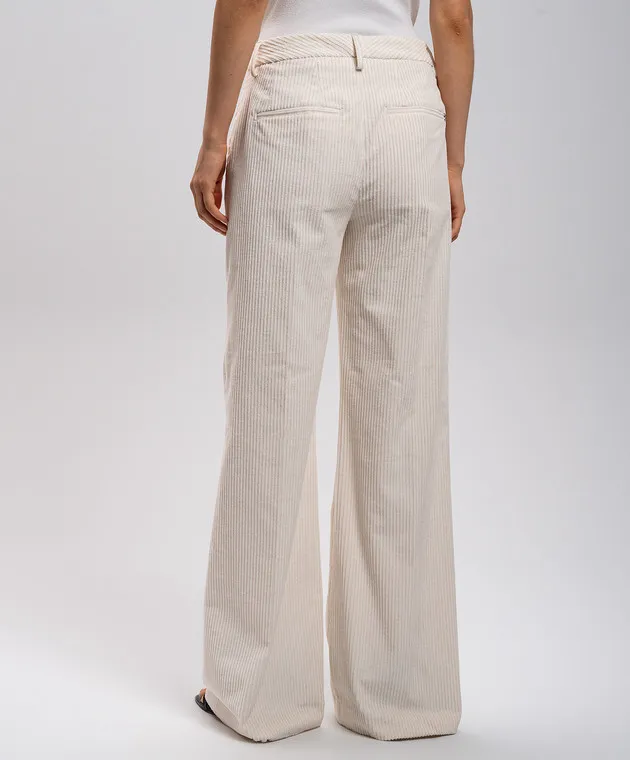 Dondup Janice logo flared corduroy pants in white