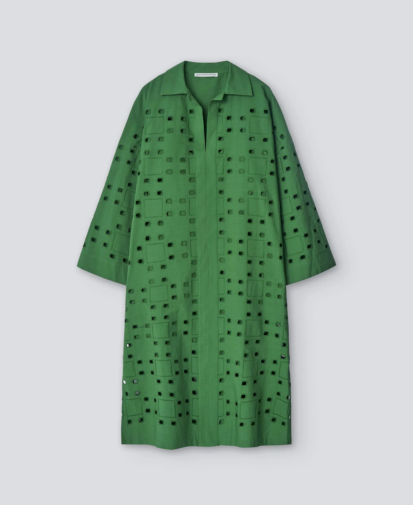 English embroidery green dress woman