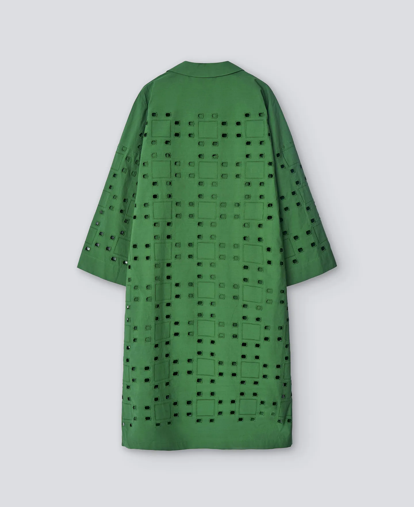 English embroidery green dress woman