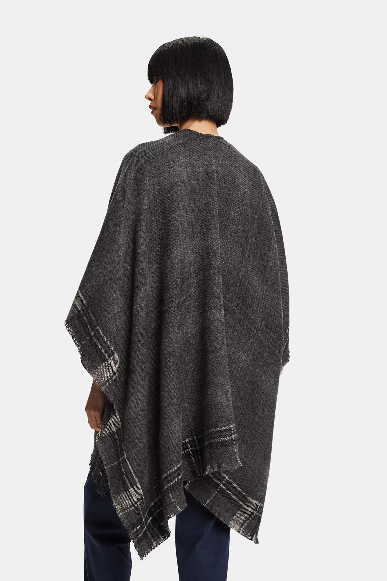 Esprit Poncho de punto cuadros fibras recicladas
