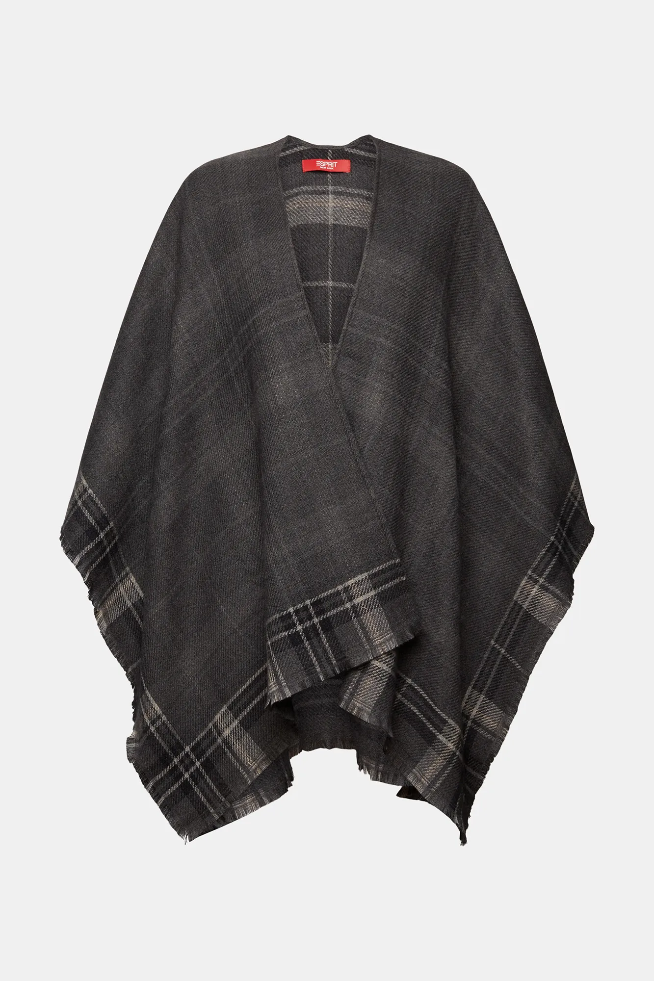 Esprit Poncho de punto cuadros fibras recicladas