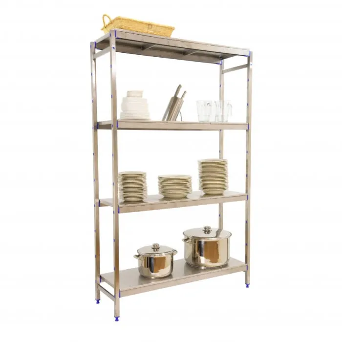 Estantería Acero inoxidable 160cm Plata 200kg P/B 4 baldas Simonrack