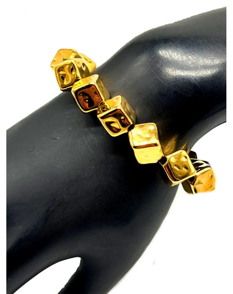 FABULOSAS PULSERAS DORADAS REPLETA DE CUADRADOS
