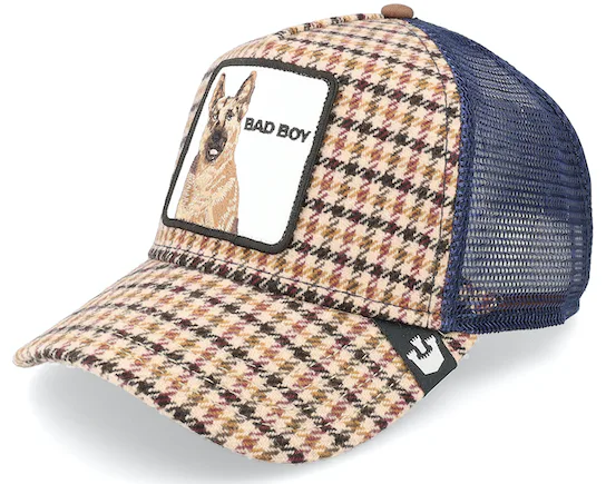 GORRA ANIMALES GOORIN BROS REJILLA Y AJUSTABLE BIG BAD WOOF CREAM/PERRO LOBO CUADRITOS MARRONES