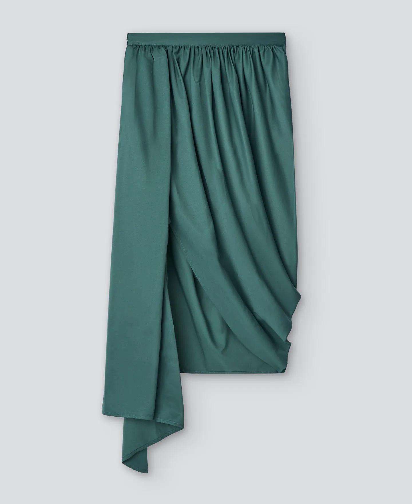 Green draped pencil skirt woman