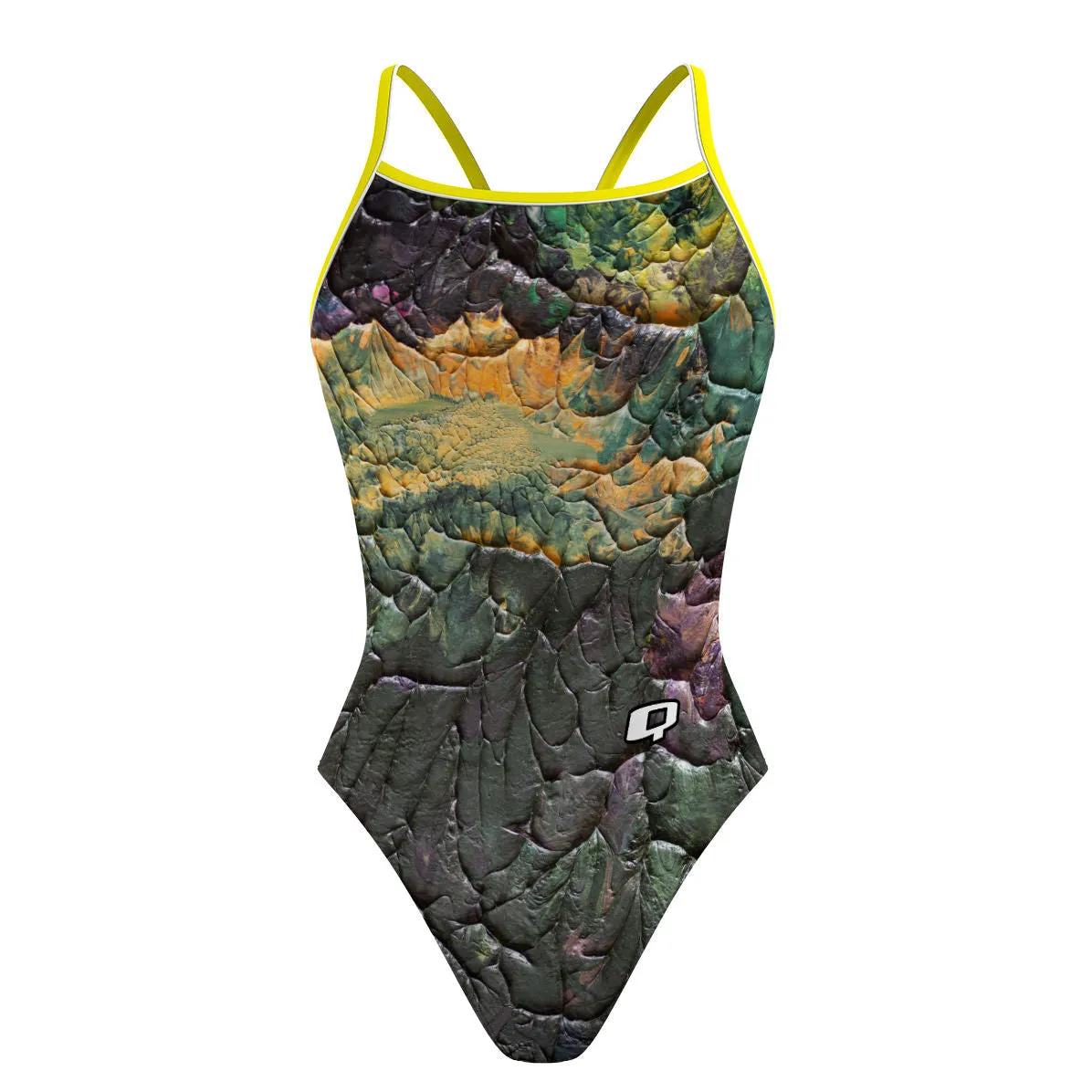 GREEN SPLATTER  SUNBACK TANK SWIMSUIT