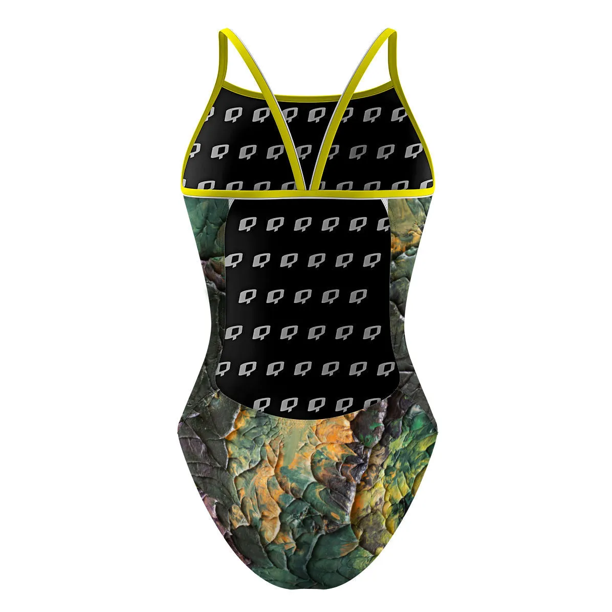 GREEN SPLATTER  SUNBACK TANK SWIMSUIT