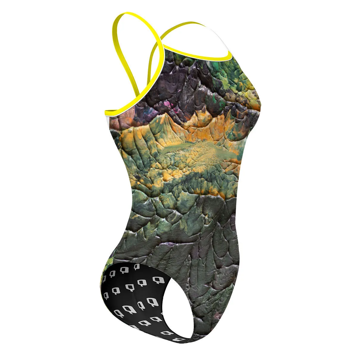 GREEN SPLATTER  SUNBACK TANK SWIMSUIT
