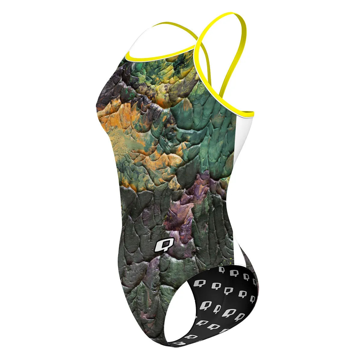 GREEN SPLATTER  SUNBACK TANK SWIMSUIT