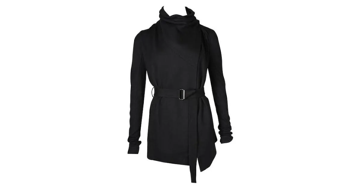 Helmut Lang Chaqueta holgada de lana negra/ Capa Negro 