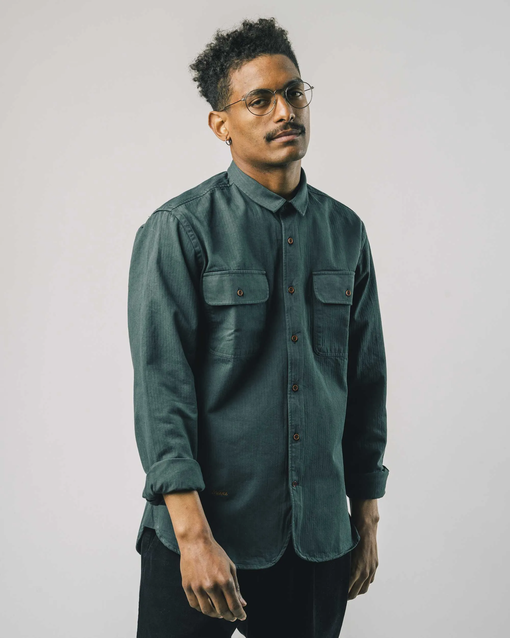 Herringbone Shirt Forest Green