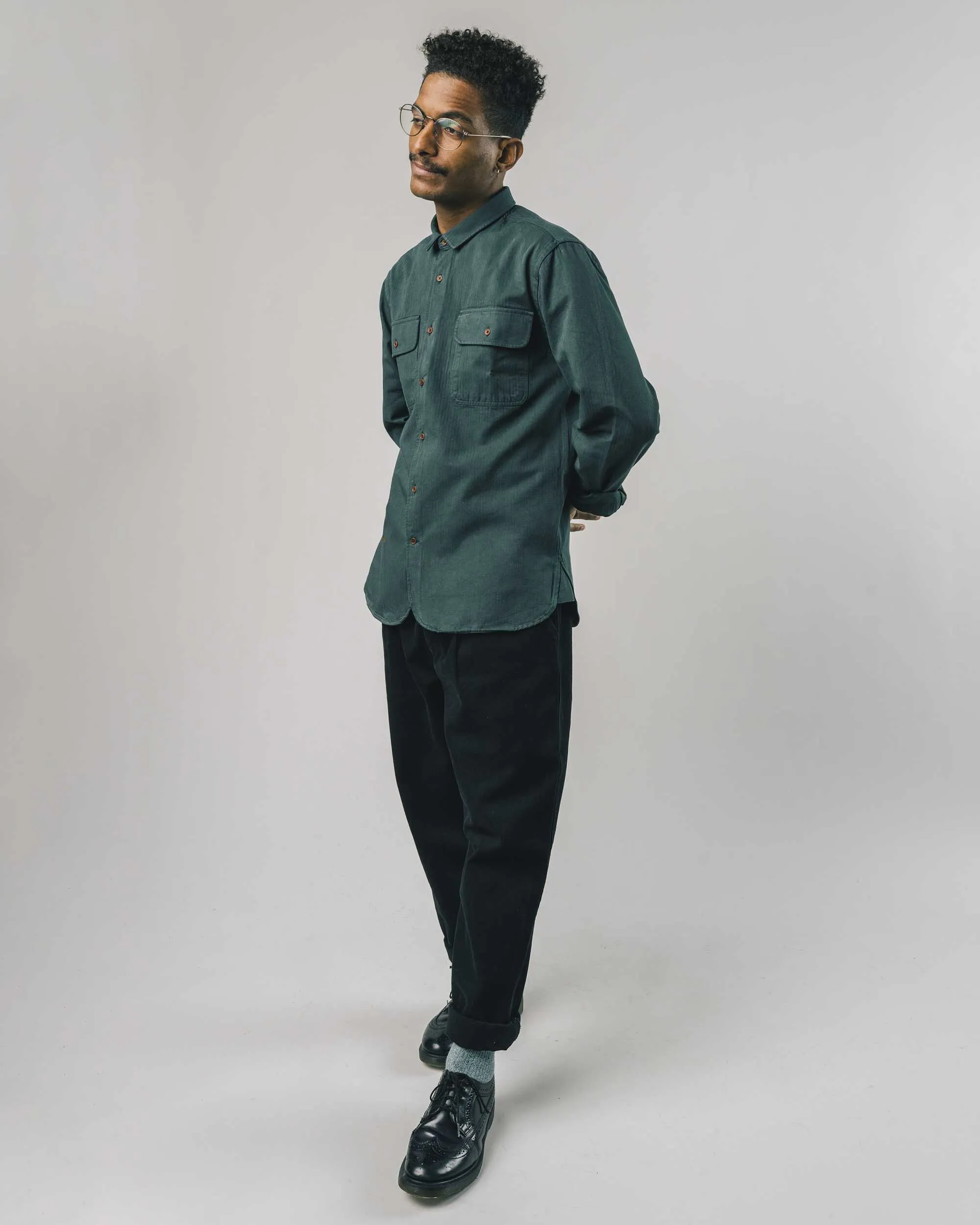 Herringbone Shirt Forest Green
