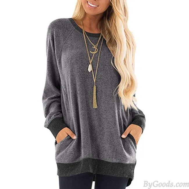 LEISURE LONG SLEEVE ROUND NECK PULLOVER SWEATSHIRT TSHIRT TOPS LARGE LOOSE WOMEN COAT