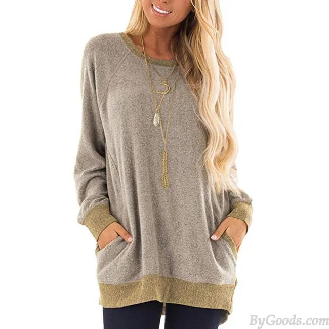 LEISURE LONG SLEEVE ROUND NECK PULLOVER SWEATSHIRT TSHIRT TOPS LARGE LOOSE WOMEN COAT
