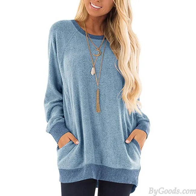 LEISURE LONG SLEEVE ROUND NECK PULLOVER SWEATSHIRT TSHIRT TOPS LARGE LOOSE WOMEN COAT