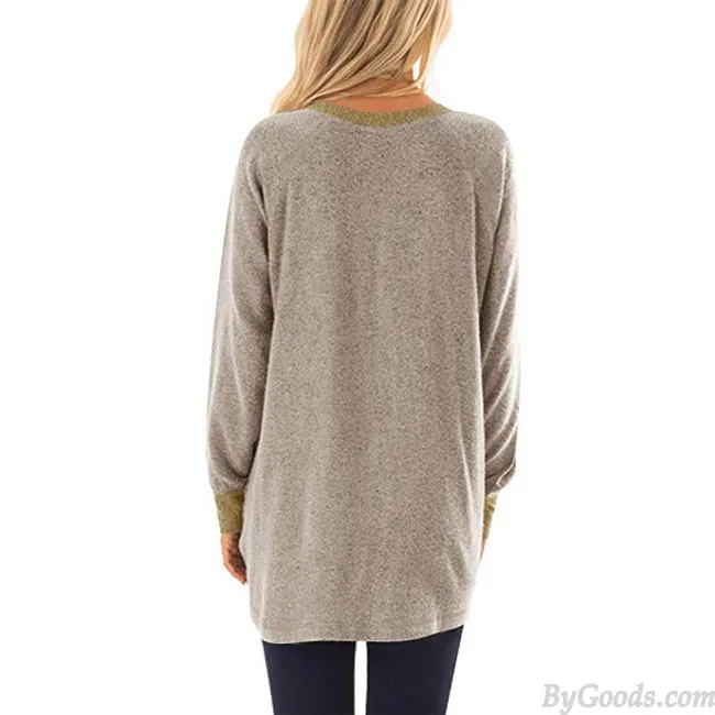 LEISURE LONG SLEEVE ROUND NECK PULLOVER SWEATSHIRT TSHIRT TOPS LARGE LOOSE WOMEN COAT