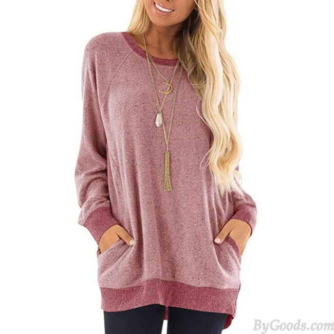 LEISURE LONG SLEEVE ROUND NECK PULLOVER SWEATSHIRT TSHIRT TOPS LARGE LOOSE WOMEN COAT