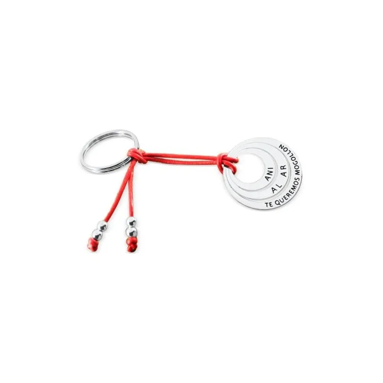 Llaveros personalizados de plata con Aros y cuero