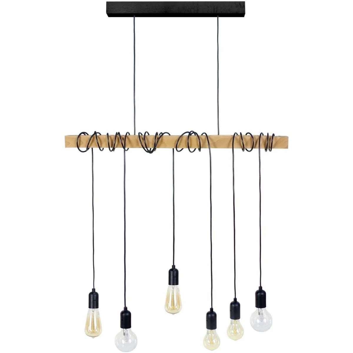 Lámpara de Techo rectangular madera natural y negro