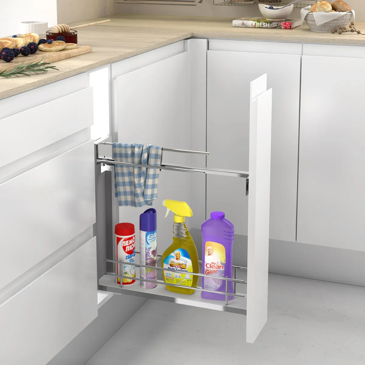 LíNEA COMPACT  MóDULO BAJO PARA PAñOS Y PRODUCTOS DE LIMPIEZA DE BASE BLANCA