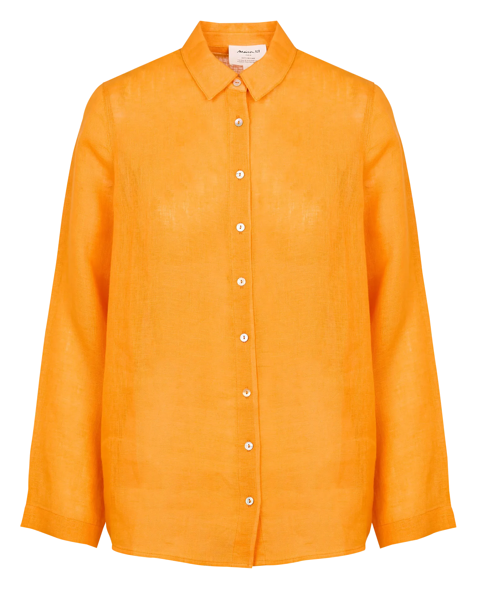 MAISON 123 CARLA  CAMISA RECTA DE LINO EN NARANJA